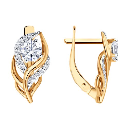 Cercei din aur roșu cu pietre Cubic Zirconia Incolor