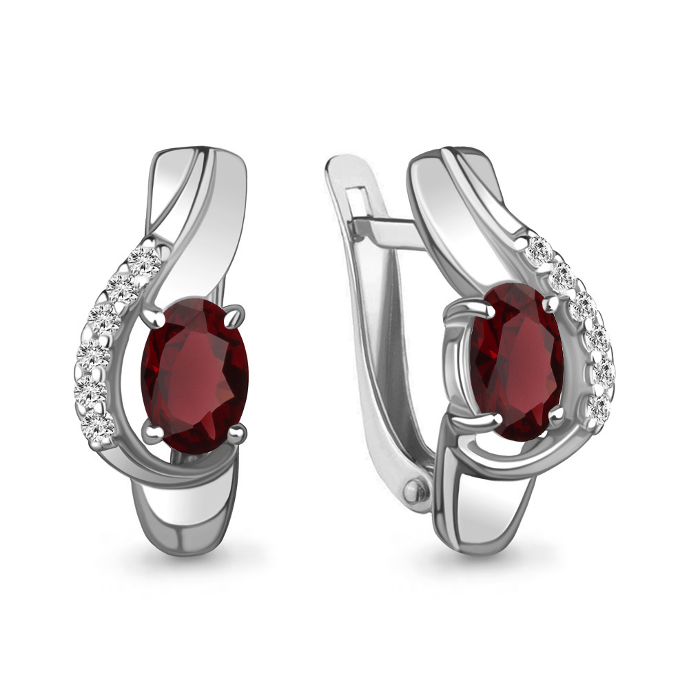 Cercei din argint  cu pietre Cubic Zirconia Incolor, Granat