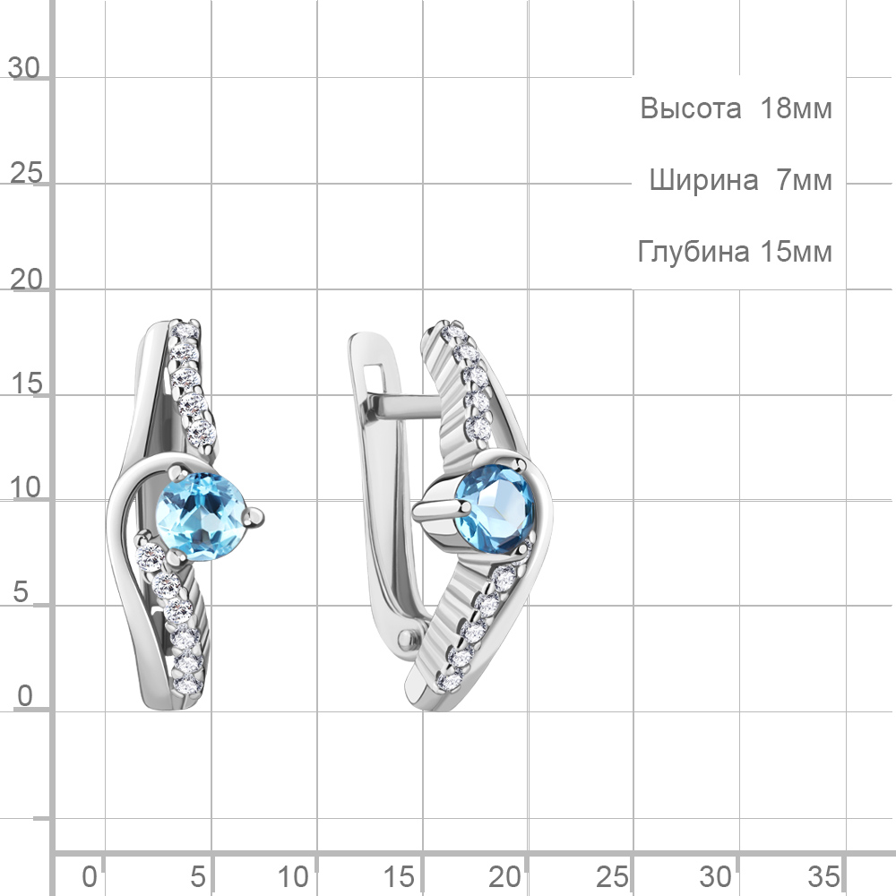 Cercei din aur alb cu pietre Cubic Zirconia Incolor, Topaz Swiss