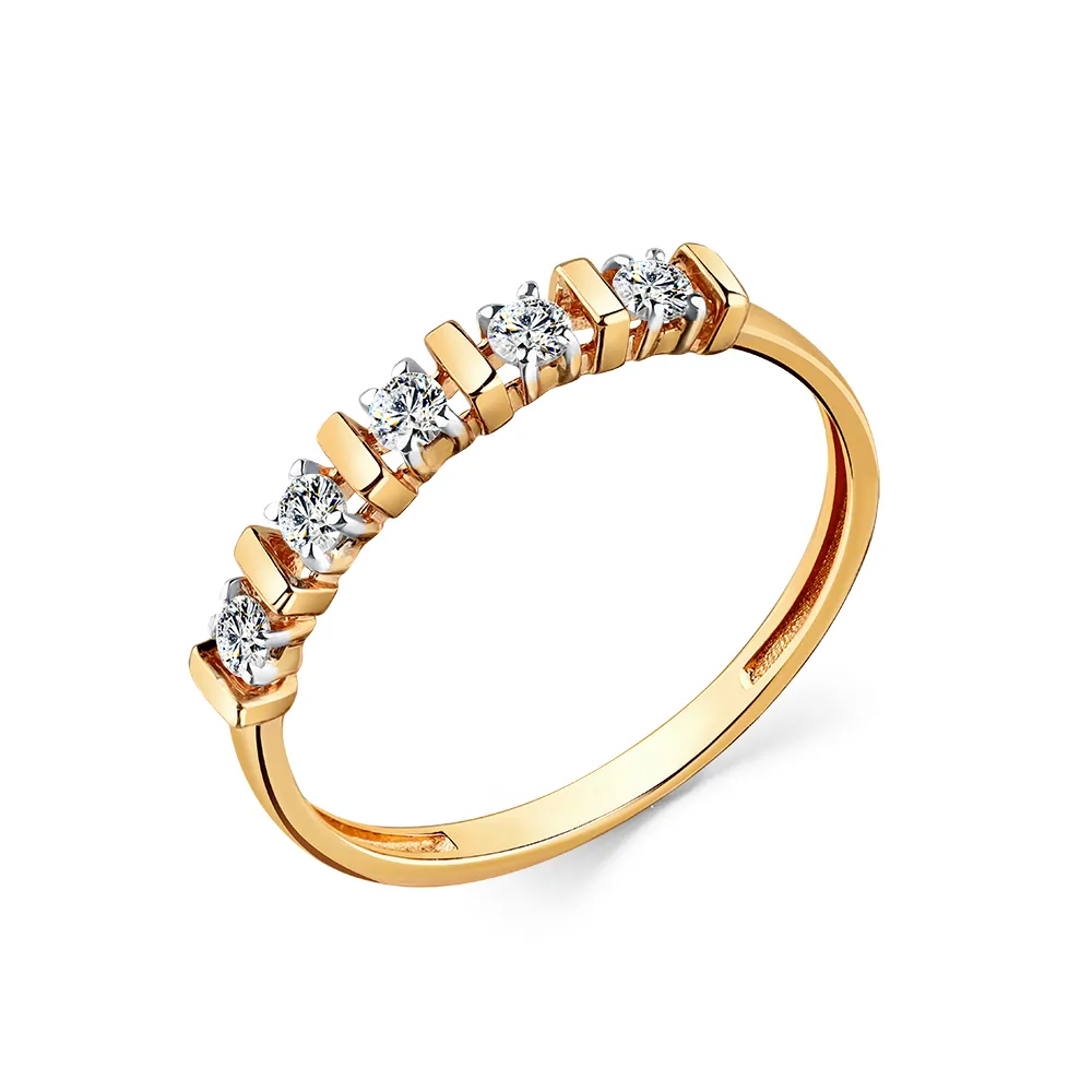Inel din aur roșu cu Cubic Zirconia Incolor