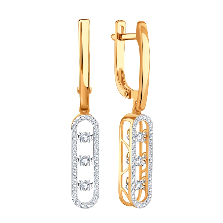 Cercei Suspendați din aur roșu cu pietre Diamant