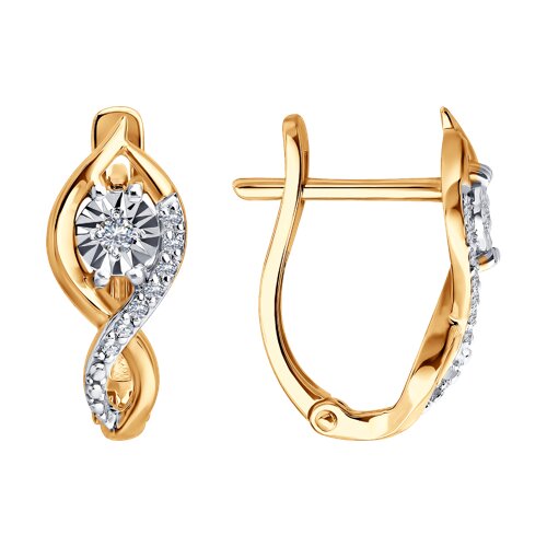 Cercei din aur alb și roșu cu pietre Diamant