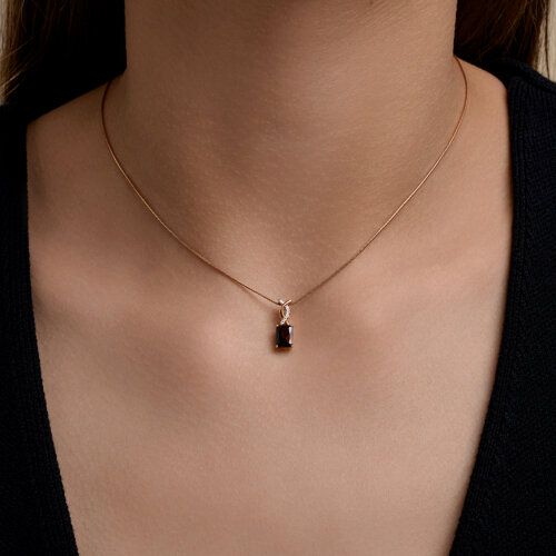 Pandantiv din aur roșu cu pietre Cubic Zirconia Incolor, Granat