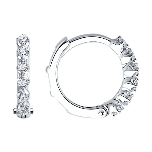 Серьги Конго из белого золота с камнями Бриллиант