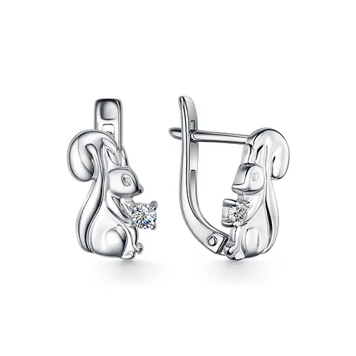 Cercei p-u copii din aur alb cu Cubic Zirconia Incolor
