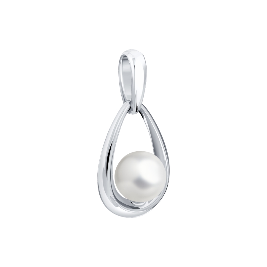 Подвеска из белого золота с камнями Жемчуг белый