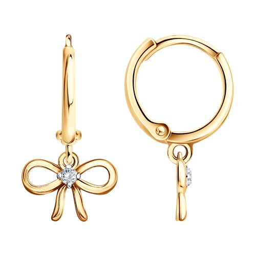 Cercei Creole din aur roșu cu Cubic Zirconia Incolor