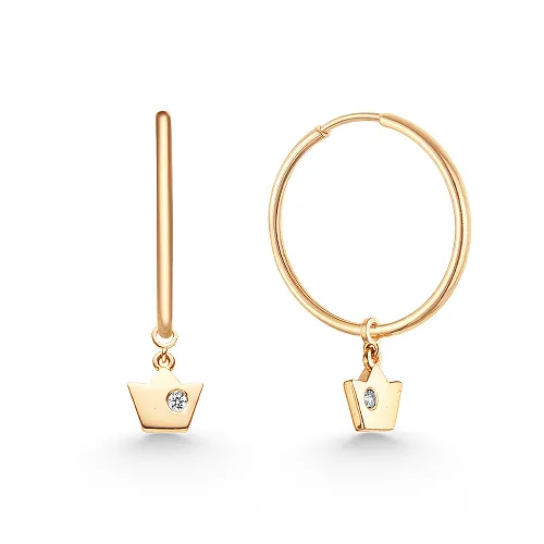 Cercei Creole din aur roșu cu Cubic Zirconia Incolor