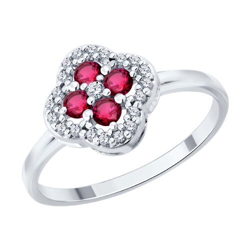 Inel din argint  cu pietre Cubic Zirconia Incolor, Rubin