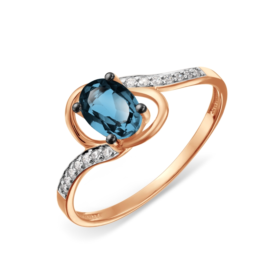 Inel din aur roșu cu pietre Cubic Zirconia Incolor, Topaz London
