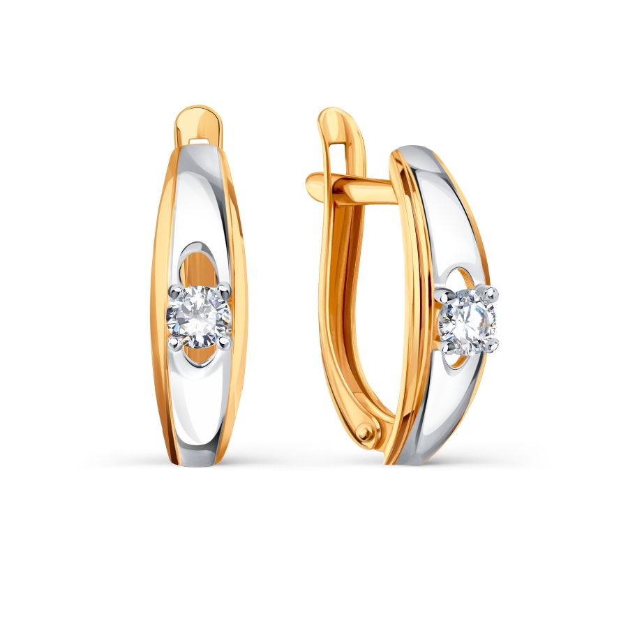 Cercei din aur roșu cu pietre Cubic Zirconia Incolor