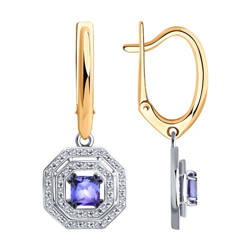 Cercei Suspendați din aur roșu cu pietre Diamant, Tanzanit