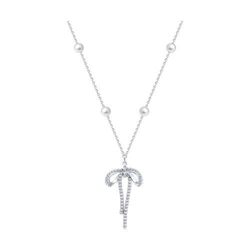 Colier din argint cu Cubic Zirconia Incolor, Perla Imit.