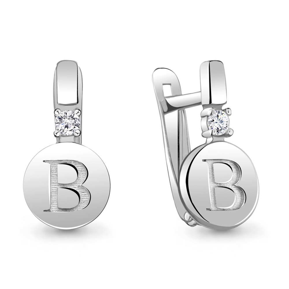 Cercei din aur alb cu pietre Cubic Zirconia Incolor