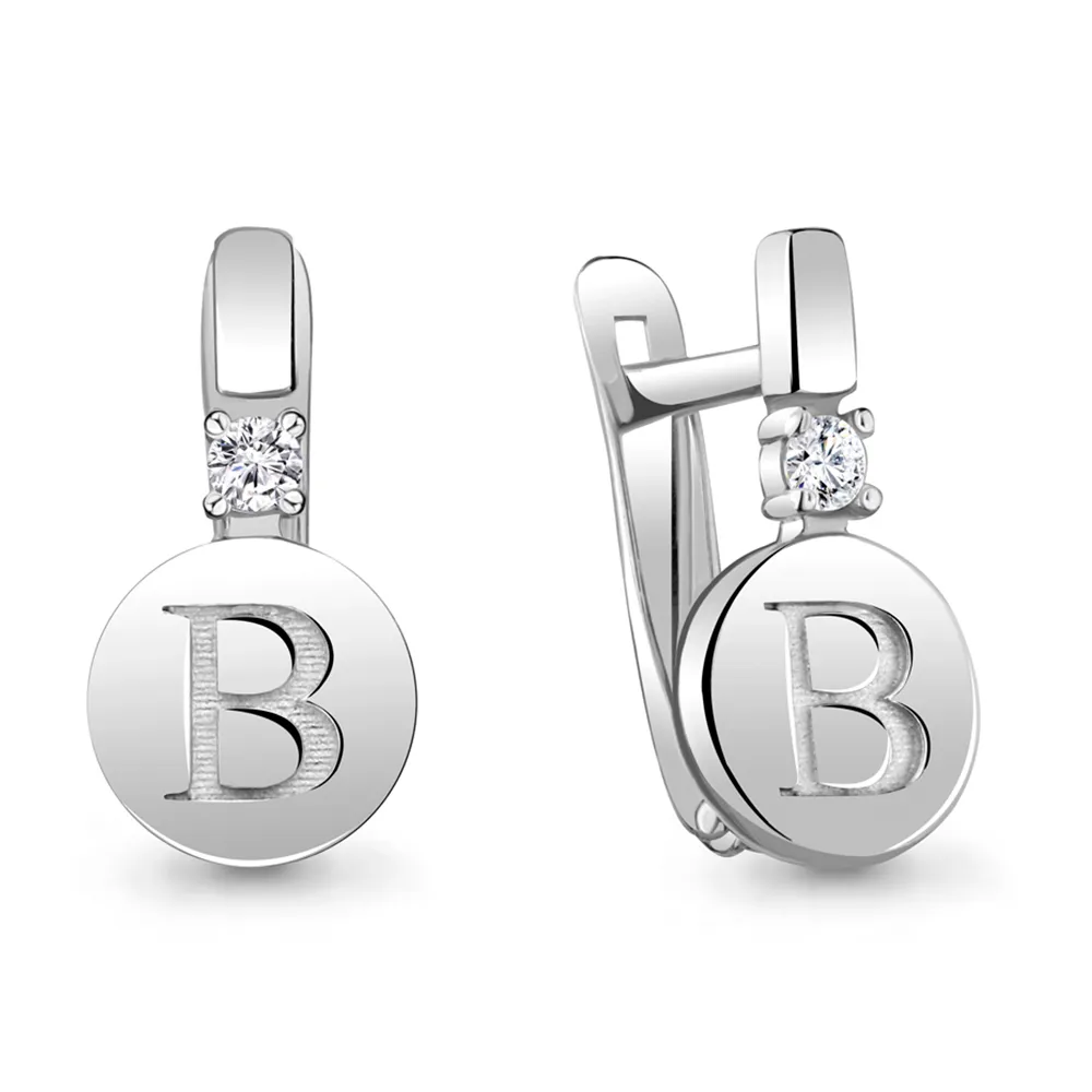 Cercei din aur alb cu Cubic Zirconia Incolor