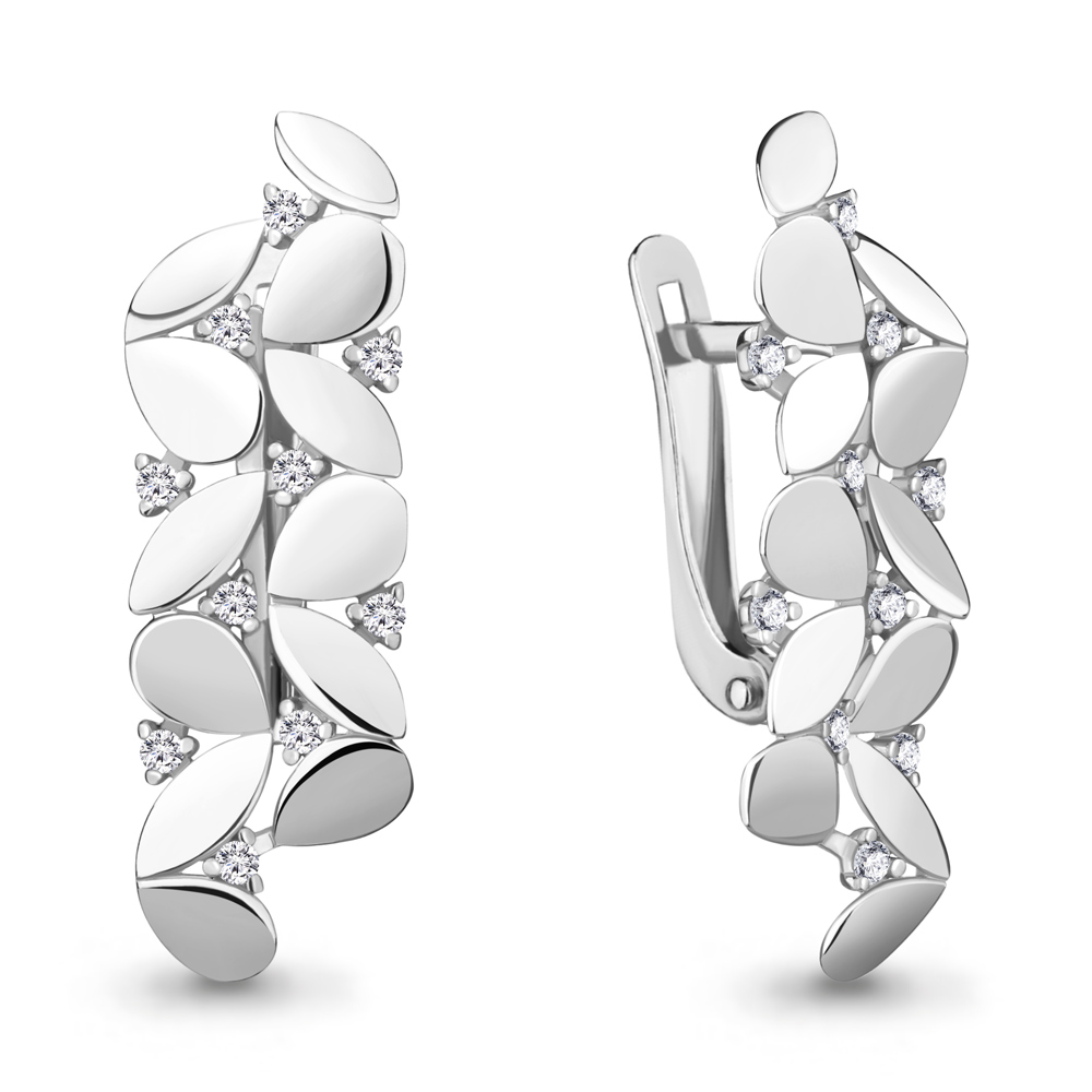 Cercei din aur alb cu pietre Cubic Zirconia Incolor