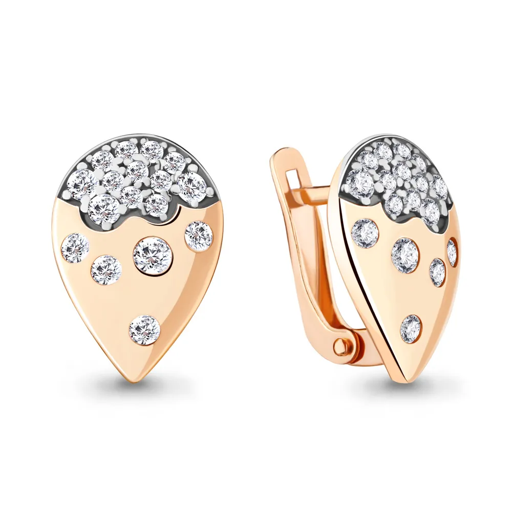 Cercei din aur roșu cu Cubic Zirconia Incolor