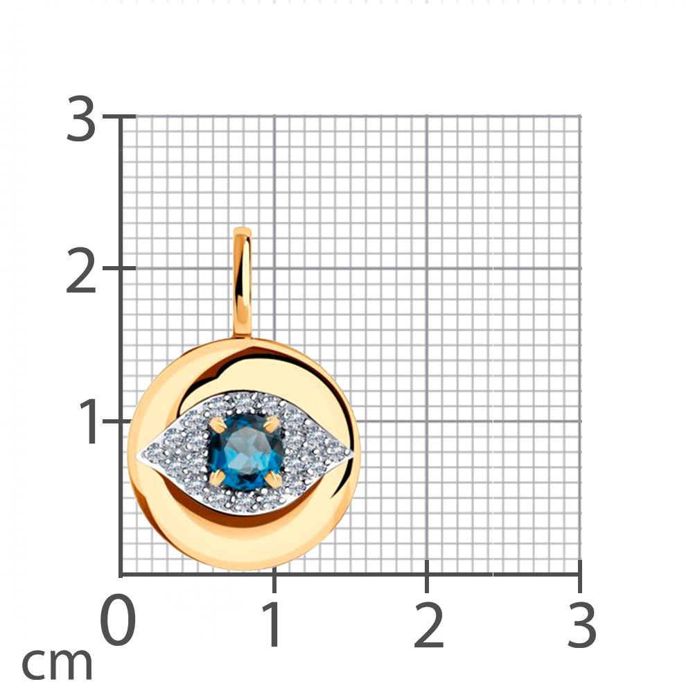 Pandantiv din aur roșu cu pietre Cubic zirconia, Topaz London