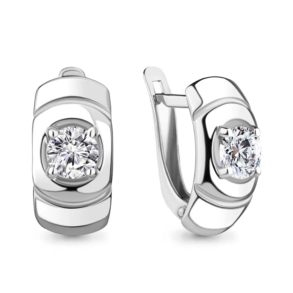 Cercei din aur alb cu Cubic Zirconia Incolor