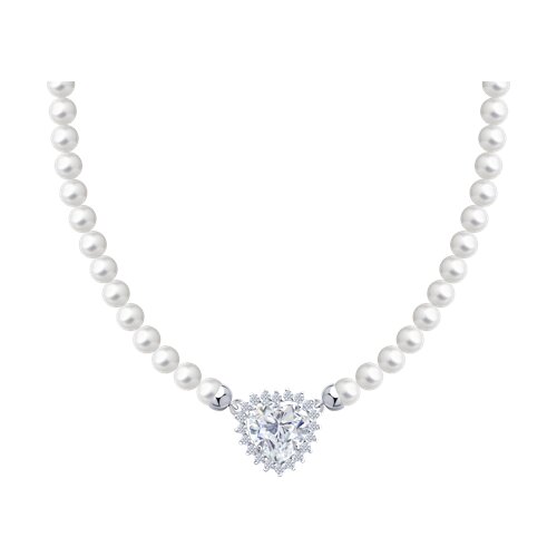 Colier din argint  cu pietre Cubic Zirconia Incolor, Perla Imit.