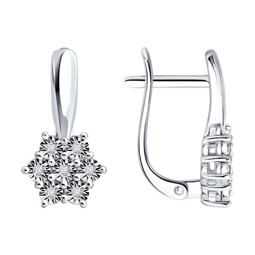 Серьги из серебра с камнями Бриллиант