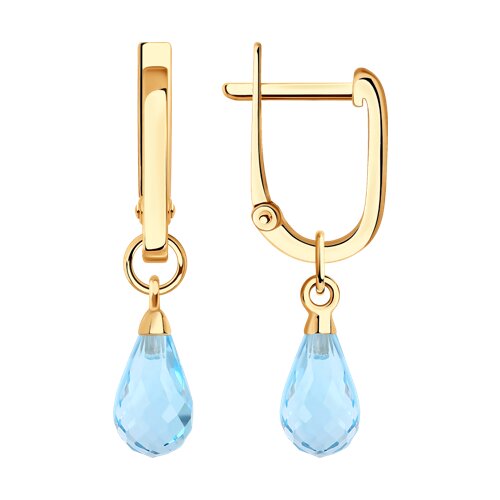 Cercei Suspendați din aur roșu cu pietre Topaz albastru