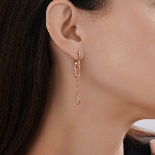 Серьги Длинные из красного золота без камней
