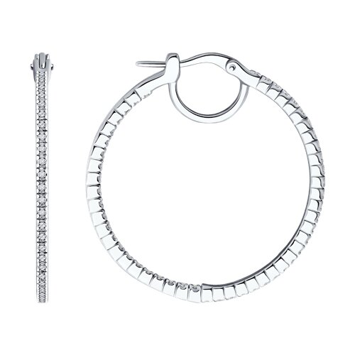 Cercei Creole din aur alb cu pietre Diamant