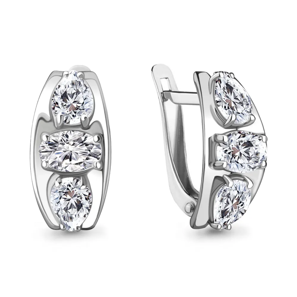Cercei din aur alb cu Cubic Zirconia Incolor