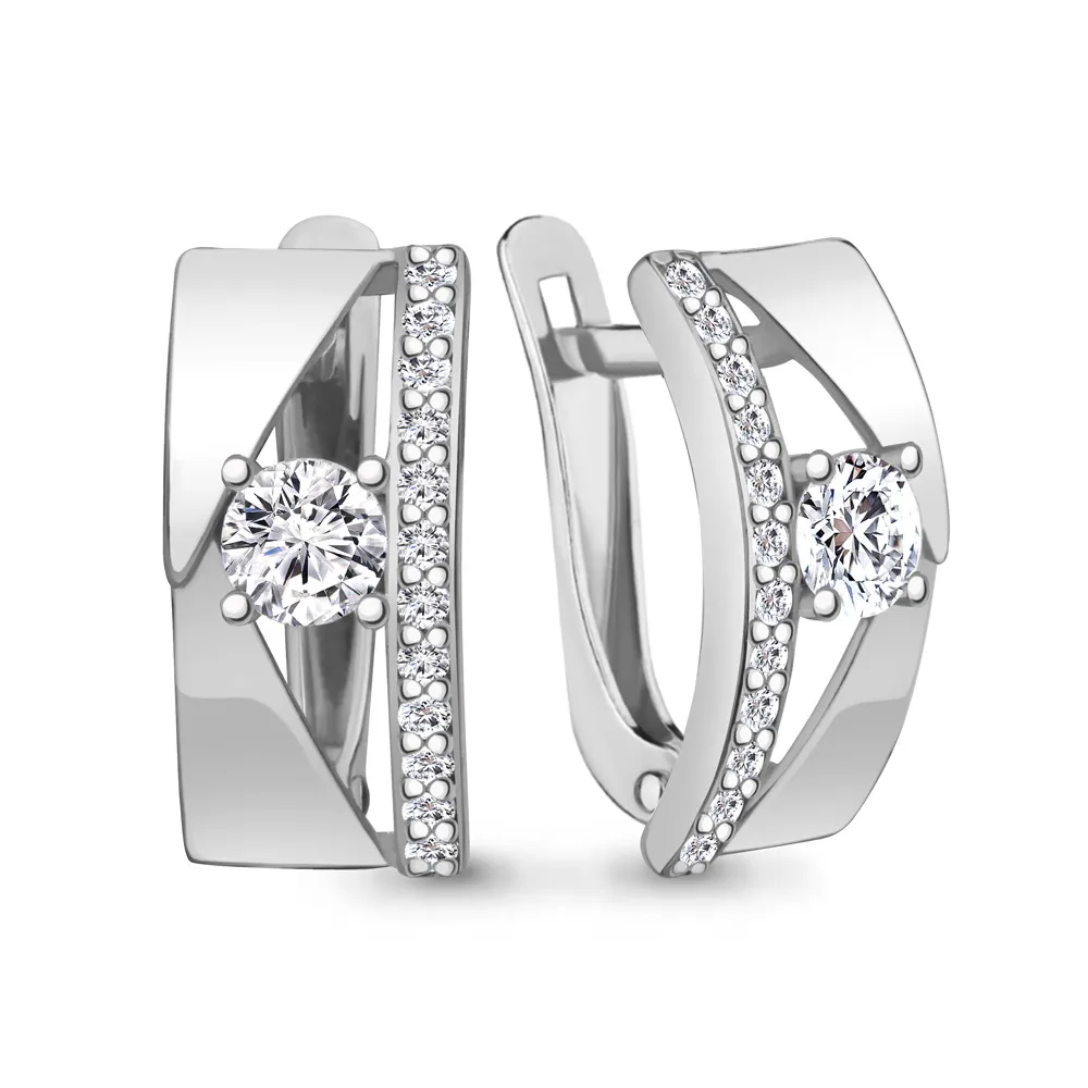 Cercei din aur alb cu Cubic Zirconia Incolor