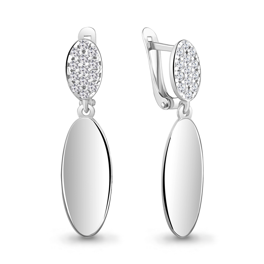 Cercei Suspendați din aur alb cu pietre Cubic Zirconia Incolor