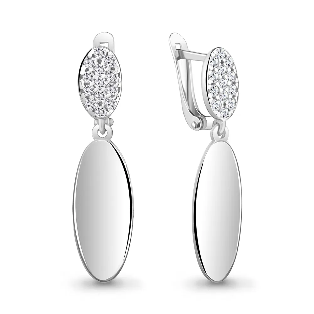 Cercei Suspendați din aur alb cu Cubic Zirconia Incolor