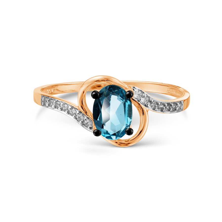 Inel din aur roșu cu pietre Cubic Zirconia Incolor, Topaz London
