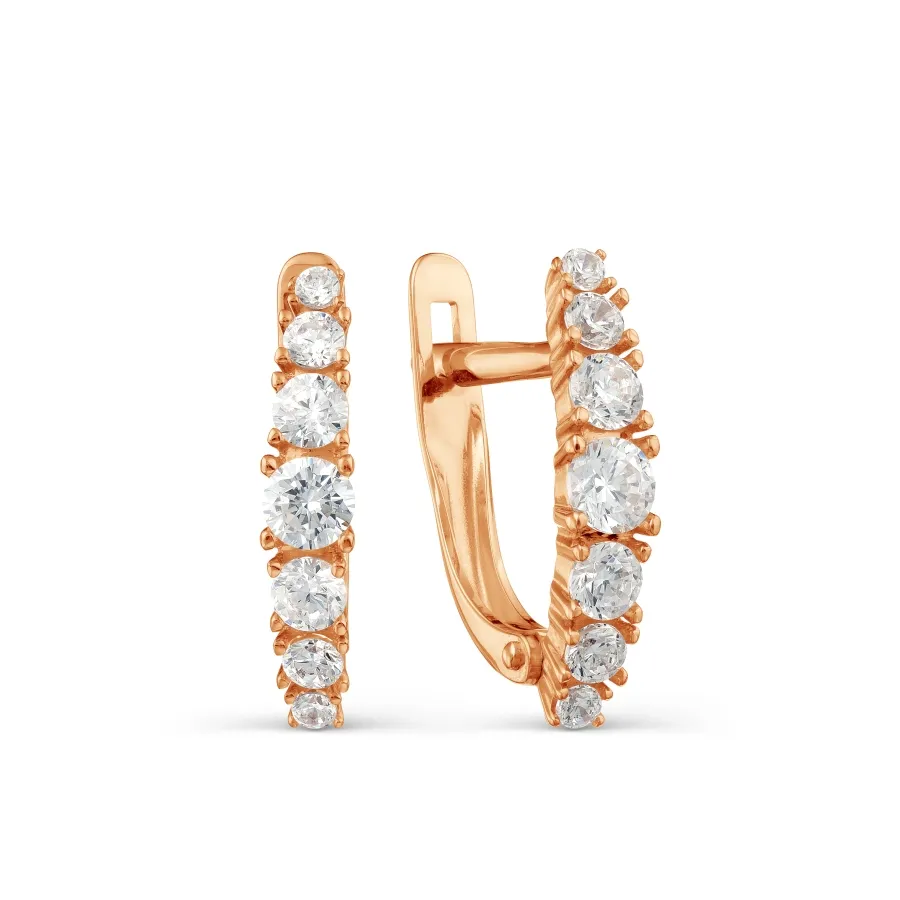 Cercei din aur roșu cu Cubic Zirconia Incolor