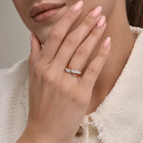 Inel din aur roșu cu pietre Cubic Zirconia Incolor