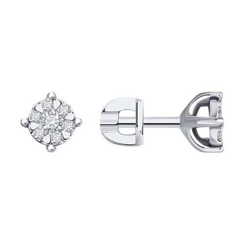 Cercei Pusete din aur alb cu pietre Diamant