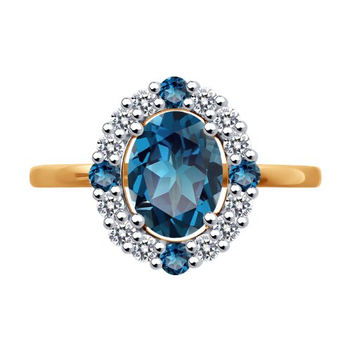 Inel din aur roșu cu pietre Cubic Zirconia Incolor, Topaz London