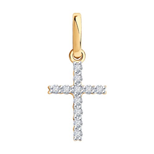 Cruce din aur roșu cu pietre Diamant