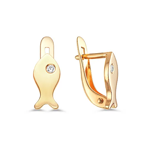 Cercei p-u copii din aur roșu cu Cubic Zirconia Incolor