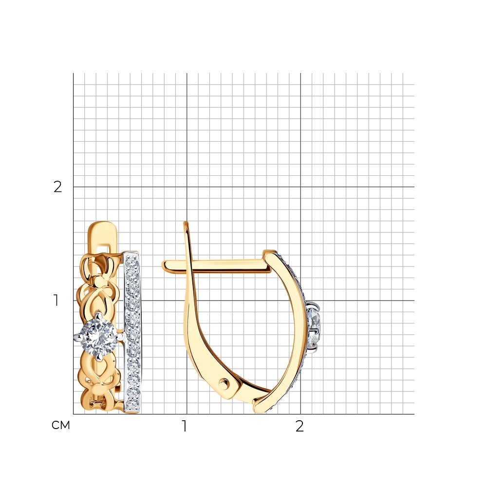 Cercei din aur roșu cu pietre Cubic Zirconia Incolor