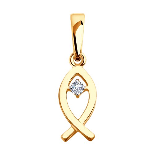 Pandantiv din aur roșu cu pietre Cubic Zirconia Incolor