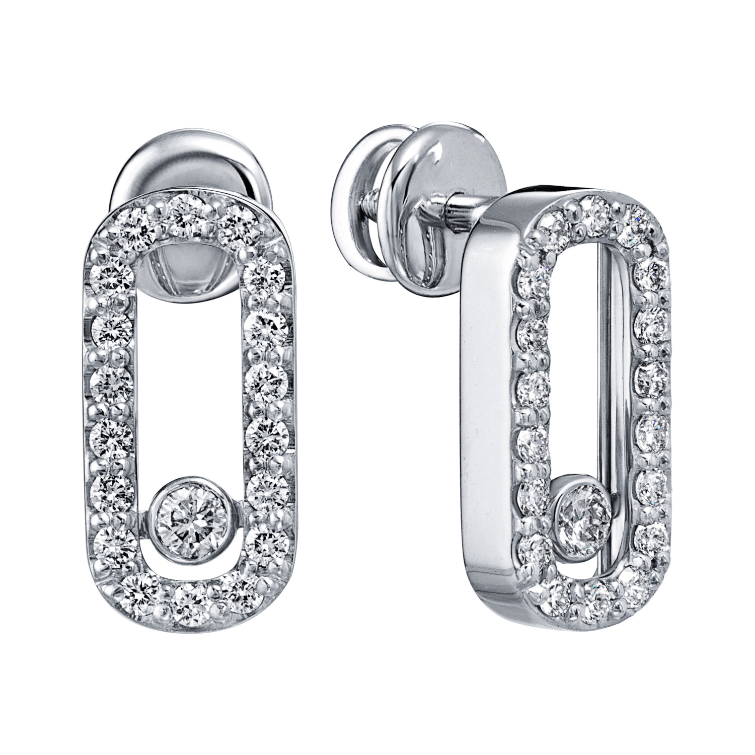 Серьги Пусеты из белого золота с камнями Бриллиант