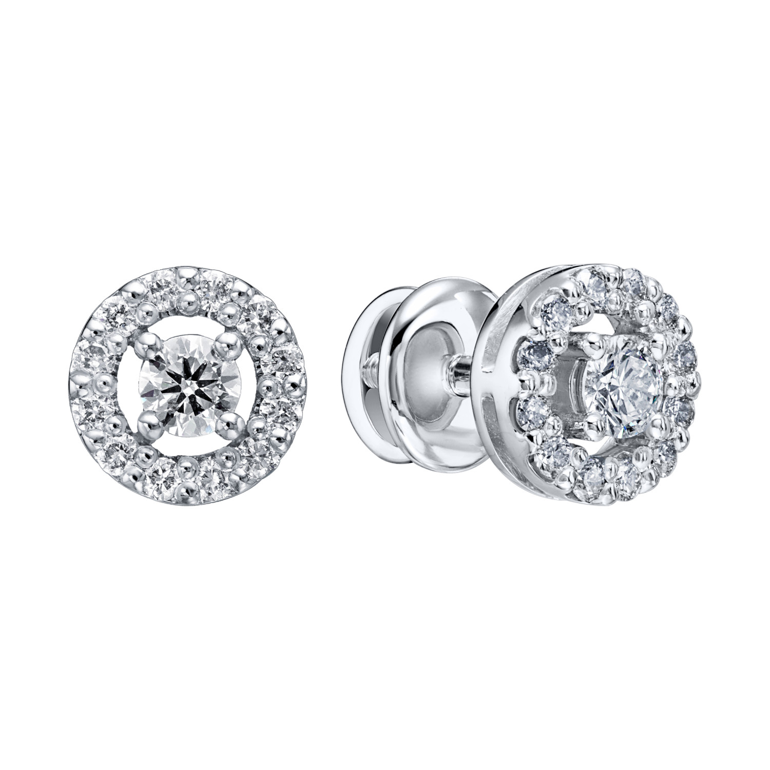 Cercei Pusete din aur albcu pietre Diamant