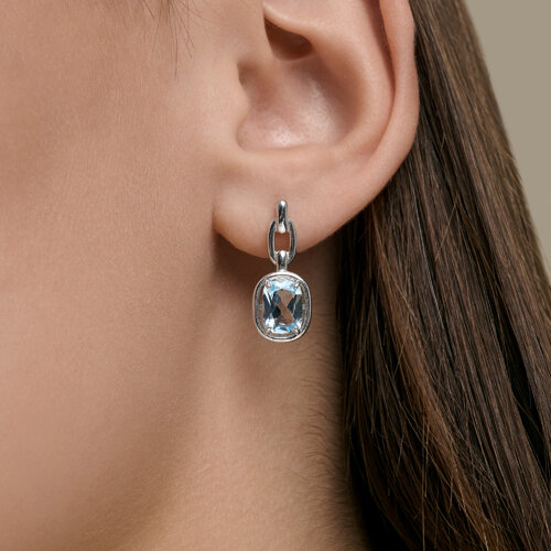 Cercei din argint  cu pietre Topaz albastru