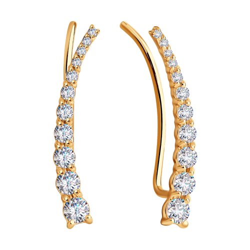 Cercei din aur roșu cu pietre Cubic Zirconia Incolor