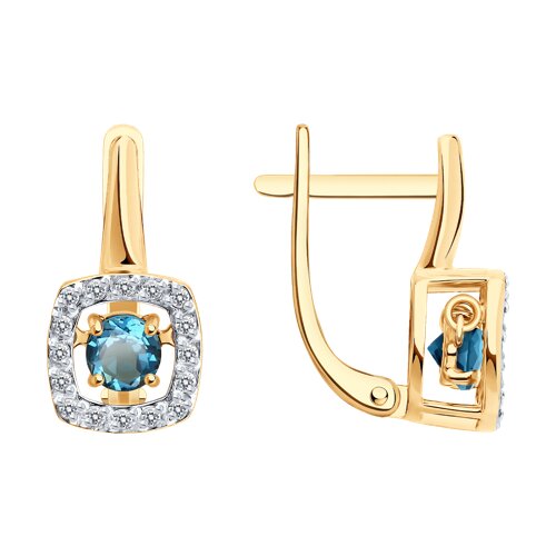 Cercei din aur roșu cu pietre Cubic Zirconia Incolor, Topaz London