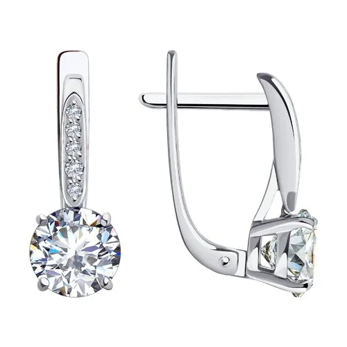 Cercei din aur alb cu Cubic Zirconia Incolor