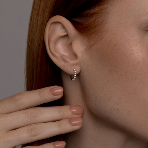 Серьги Конго из белого золота с камнями Бриллиант