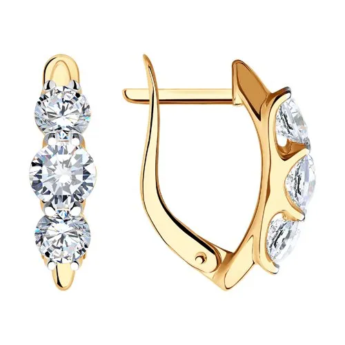 Cercei din aur roșu cu Cubic Zirconia Incolor