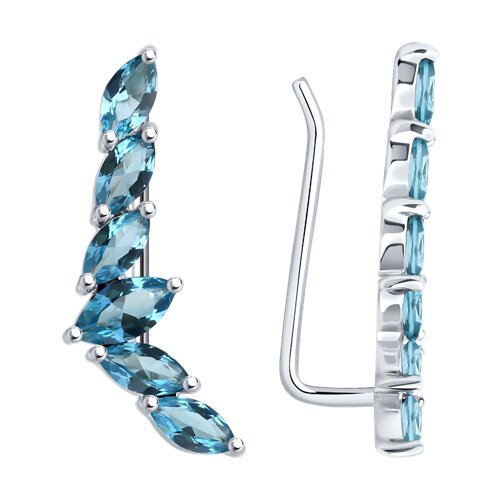 Серьги из серебра с камнями Ситал London (синт.)